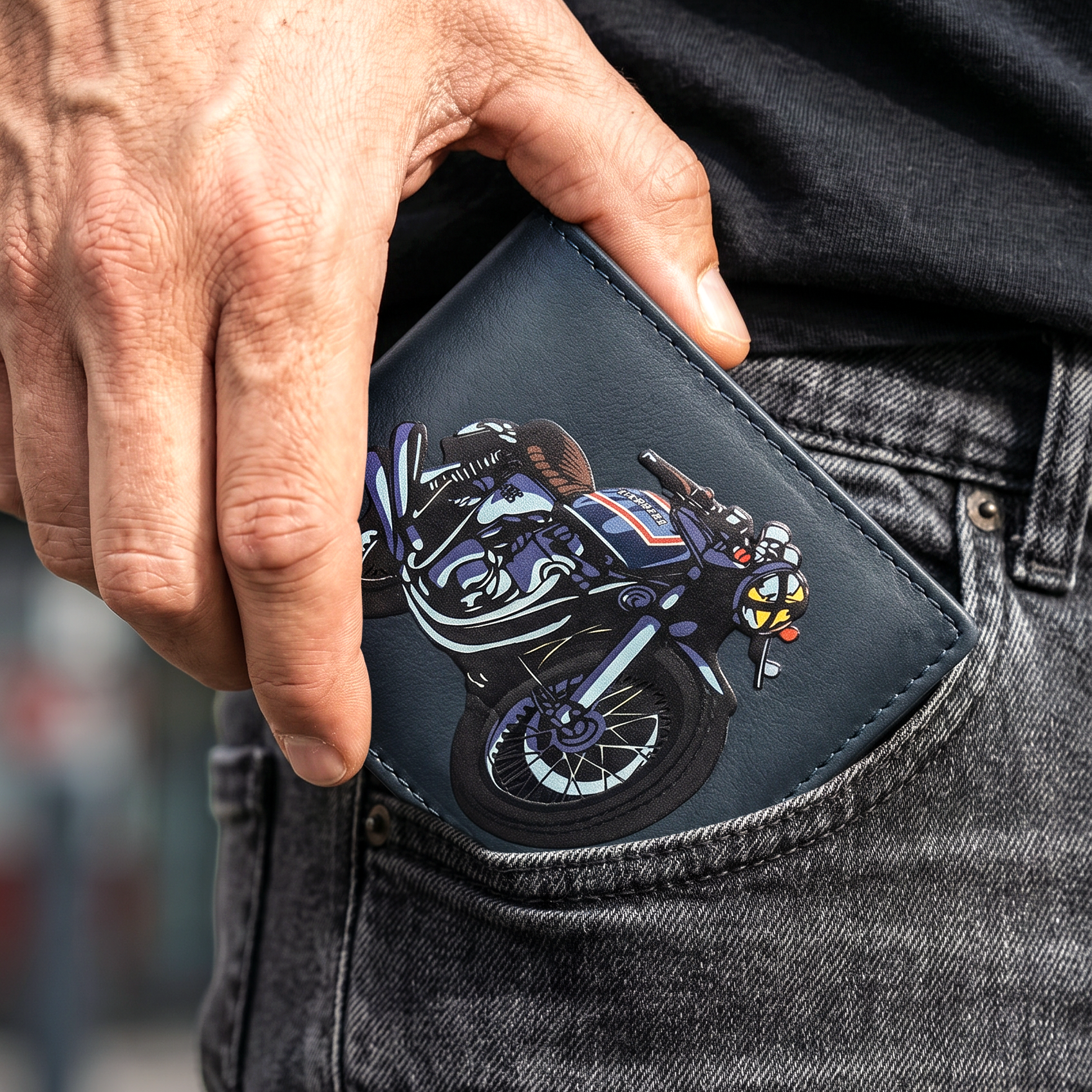Portafoglio Bifold Con Portadocumenti Motorcycle